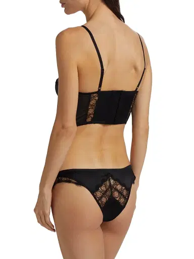 Kiki de Montparnasse Women's Satin & Lace Longline Bra - Black - Size 36B | Thumbnail 4