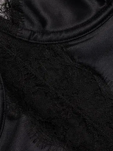 Kiki de Montparnasse Women's Satin & Lace Longline Bra - Black - Size 36B | Thumbnail 6