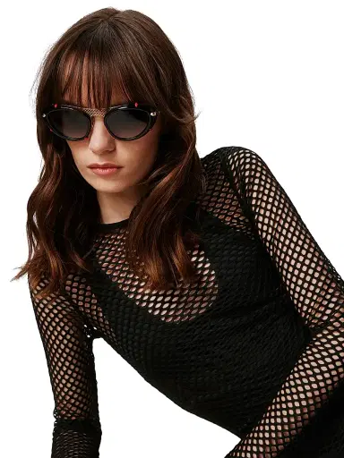 Christian Louboutin Women's Miss Z 54MM Oval Sunglasses - Shiny Black | Thumbnail 2