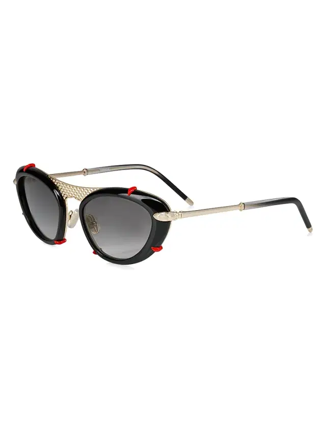 Women's Miss Z 54MM Oval Sunglasses - Shiny Black Women's Miss Z 54MM Oval Sunglasses - Shiny Black