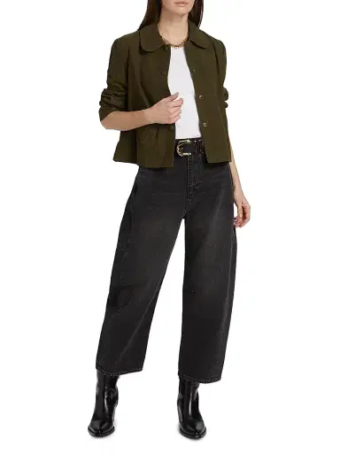 Ba&sh Women's Milos Leather Jacket - Khaki - Size Large | Thumbnail 2