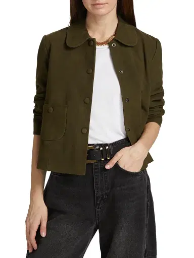 Ba&sh Women's Milos Leather Jacket - Khaki - Size Large | Thumbnail 3