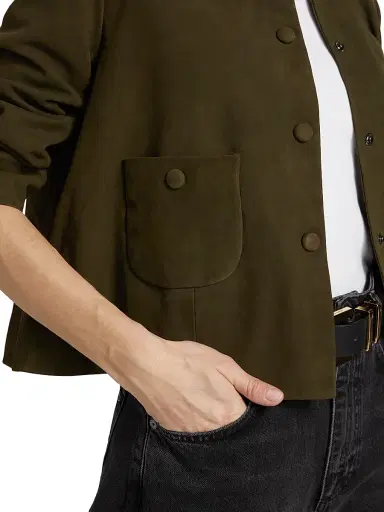 Ba&sh Women's Milos Leather Jacket - Khaki - Size Large | Thumbnail 6