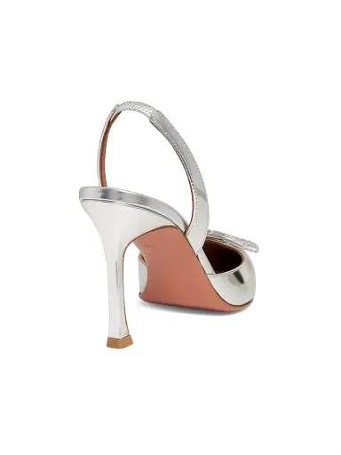 Amina Muaddi Women's Camelia 90MM Laminated Metallic Leather Slingback Pumps - Mirror Silver | Thumbnail 3 Amina Muaddi Women's Camelia 90MM Laminated Metallic Leather Slingback Pumps - Mirror Silver | Thumbnail 3
