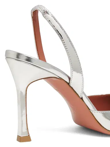Amina Muaddi Women's Camelia 90MM Laminated Metallic Leather Slingback Pumps - Mirror Silver | Thumbnail 5 Amina Muaddi Women's Camelia 90MM Laminated Metallic Leather Slingback Pumps - Mirror Silver | Thumbnail 5