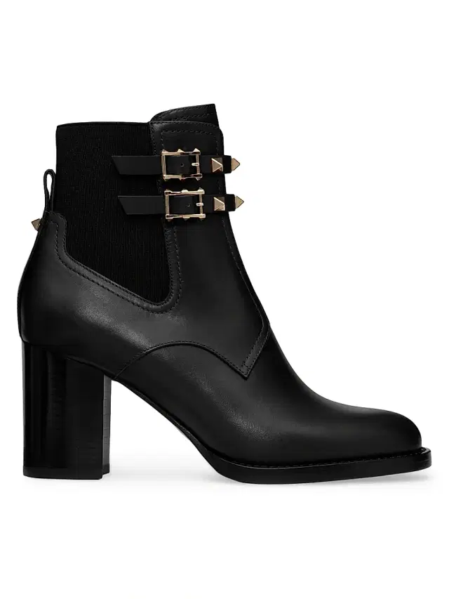 Valentino Garavani Women's Rockstud 70MM Calfskin Ankle Boots - Black
