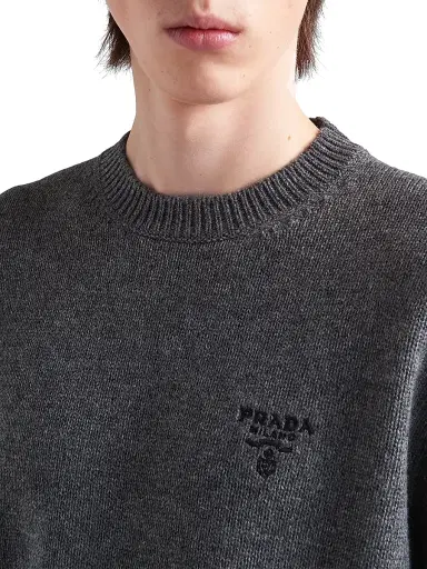Prada Men's Cashmere Sweater - Grey - Size 44 | Thumbnail 4 Prada Men's Cashmere Sweater - Grey - Size 44 | Thumbnail 4