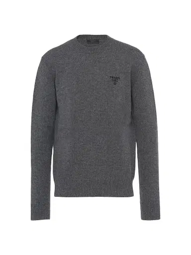 Prada Men's Cashmere Sweater - Grey - Size 44 | Thumbnail 1 Prada Men's Cashmere Sweater - Grey - Size 44 | Thumbnail 1