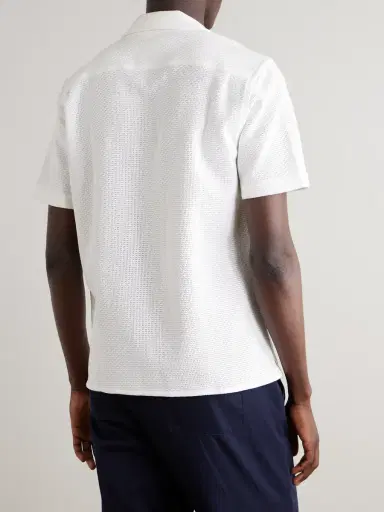 Orlebar Brown Maitan Camp-Collar Crocheted Cotton Shirt - Men | Thumbnail 3