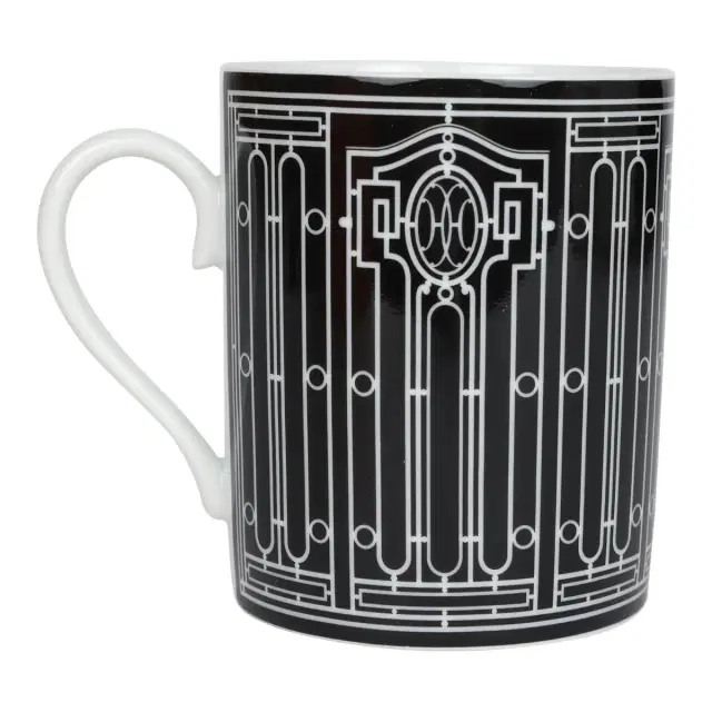 HERMÈS Hermes "H Deco" Black/White Porcelain Mug N°2