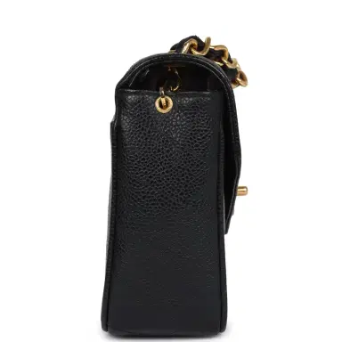 Chanel Vintage Chanel Square Chevron Envelope Flap Bag Black Caviar Gold Hardware | Thumbnail 4