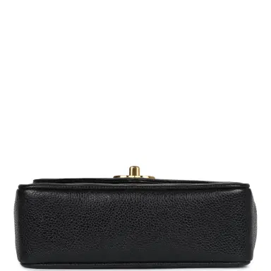 Chanel Vintage Chanel Square Chevron Envelope Flap Bag Black Caviar Gold Hardware | Thumbnail 6