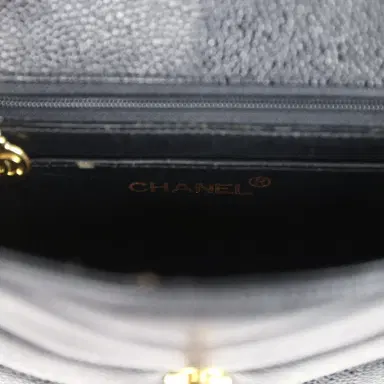 Chanel Vintage Chanel Square Chevron Envelope Flap Bag Black Caviar Gold Hardware | Thumbnail 10