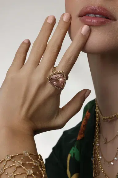 Coomi Morganite Diamond Trinity Ring | Thumbnail 2