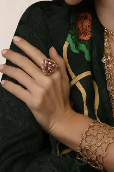 Coomi Morganite Diamond Trinity Ring | Thumbnail 4