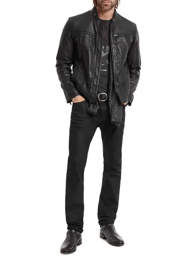 John Varvatos Star U.S.A. Men's Zip-Front Leather Jacket | Thumbnail 2 John Varvatos Star U.S.A. Men's Zip-Front Leather Jacket | Thumbnail 2