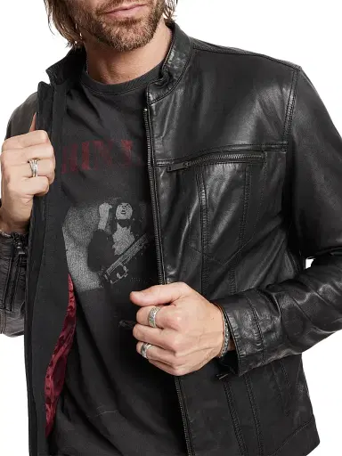 John Varvatos Star U.S.A. Men's Zip-Front Leather Jacket | Thumbnail 5 John Varvatos Star U.S.A. Men's Zip-Front Leather Jacket | Thumbnail 5