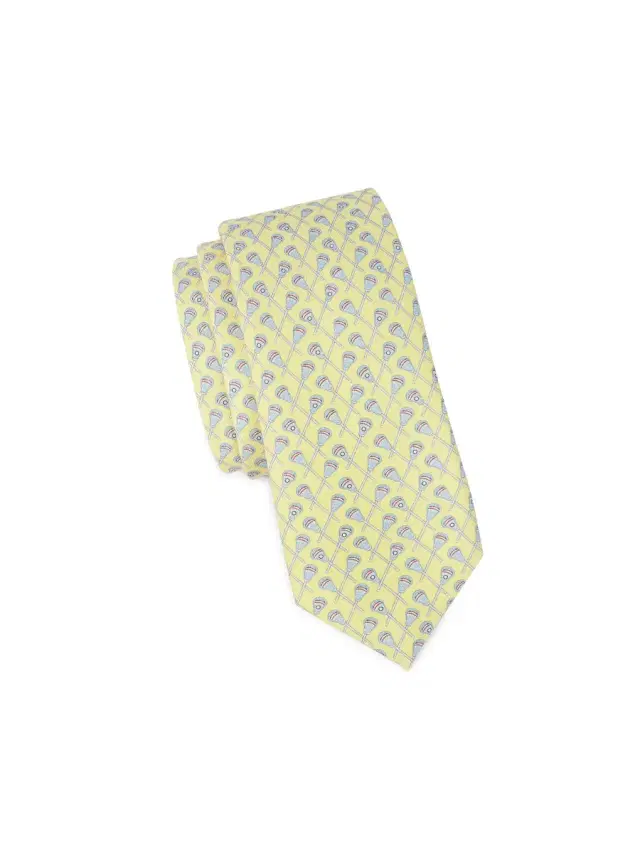 Boy's Lacrosse Print Tie - Yellow