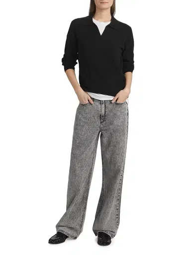 rag & bone Women's Featherweight Logan Wide-Leg Jeans - Slate Grey | Thumbnail 2