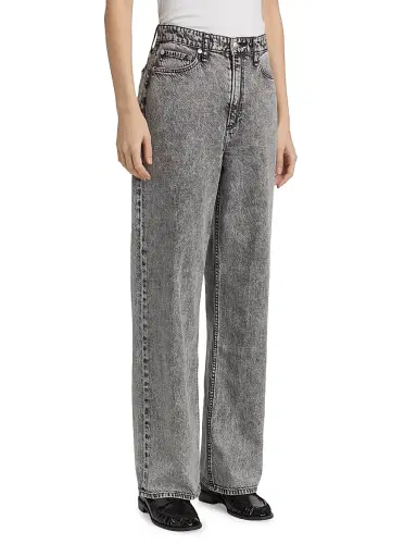 rag & bone Women's Featherweight Logan Wide-Leg Jeans - Slate Grey | Thumbnail 4
