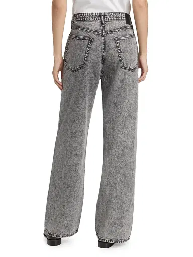 rag & bone Women's Featherweight Logan Wide-Leg Jeans - Slate Grey | Thumbnail 5