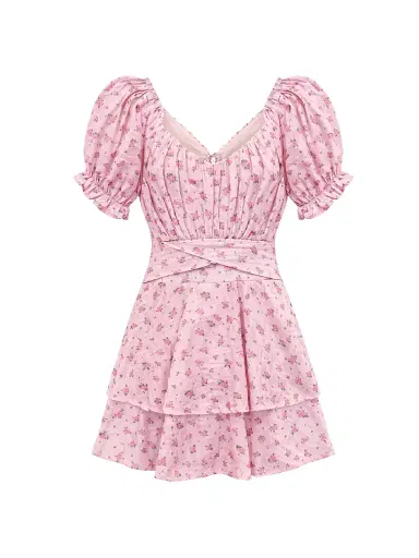 KatieJ NYC Girl's Delilah Dress - Blush Rose Ditsy | Thumbnail 1 KatieJ NYC Girl's Delilah Dress - Blush Rose Ditsy | Thumbnail 1