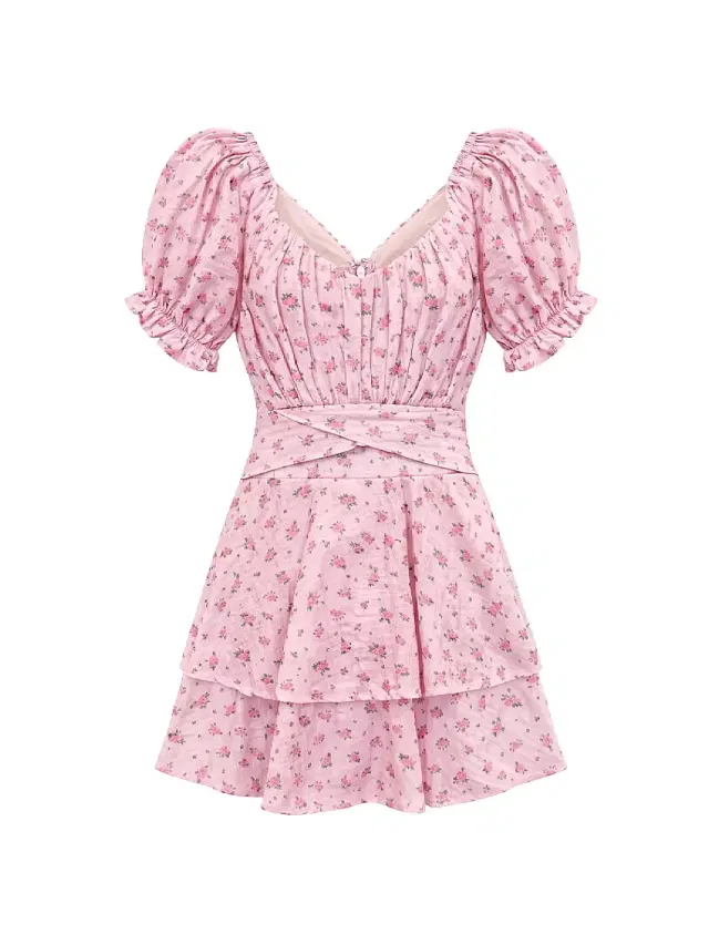 KatieJ NYC Girl's Delilah Dress - Blush Rose Ditsy