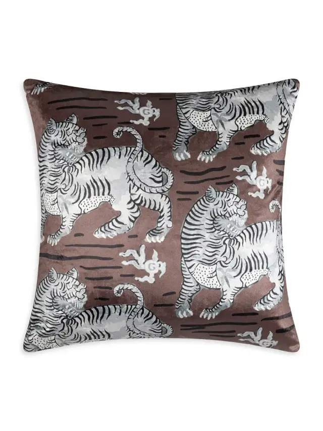 Bali Tiger Throw Pillow - Brown