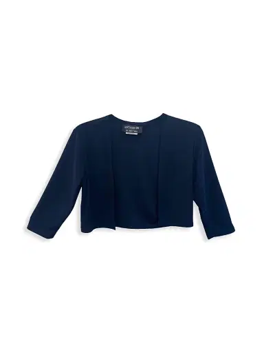 Un Deux Trois Girl's Cropped Bolero Jacket - Navy | Thumbnail 1
