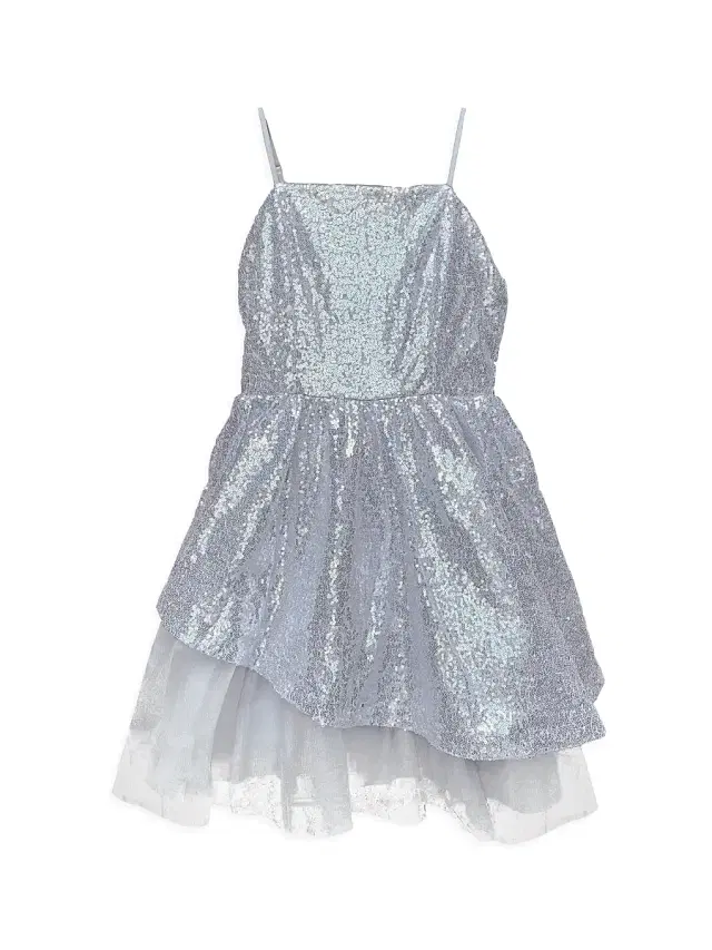 Un Deux Trois Girl's Peek-a-Boo Sequin Party Dress - Silver