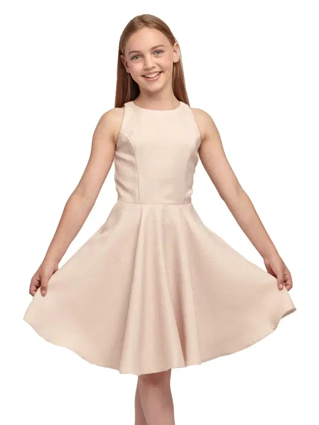 Un Deux Trois Girl's Racerback Jaquard Dress - Blush
