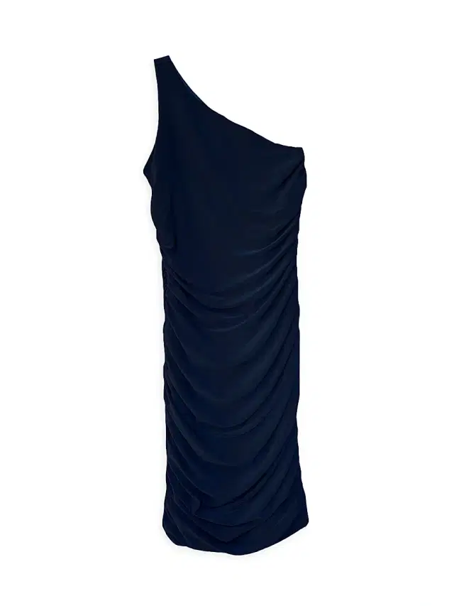 Girl's One-Shoulder Ruched Dress - Navy