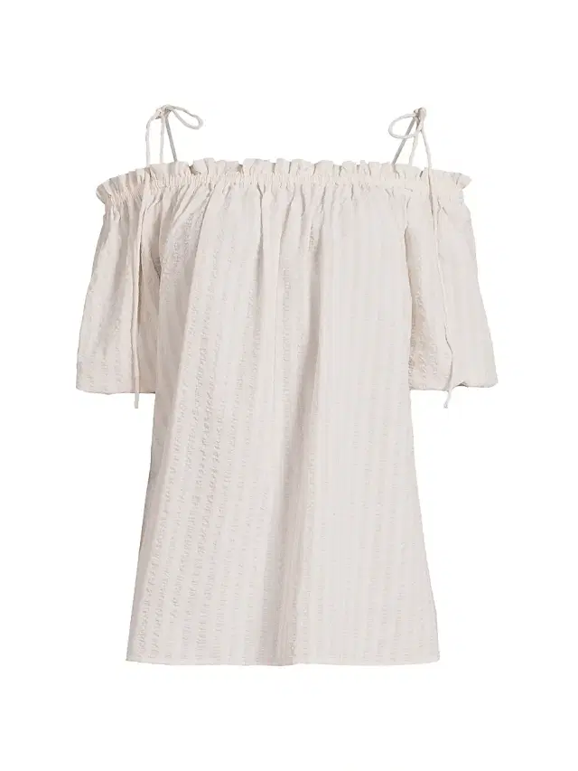 Women's Harmony Cotton Seersucker Top - Cream Sandstone Stripes