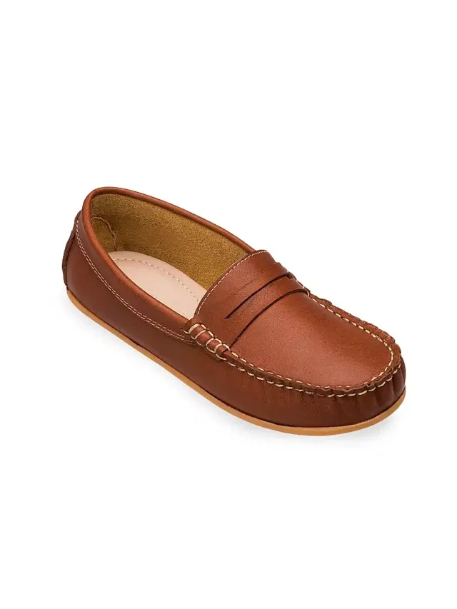 Elephantito Boy's JP Leather Moccasins - Saddle 6 (Baby)