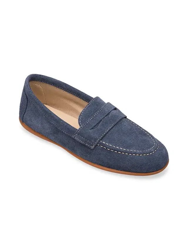 Elephantito Boy's Suede Penny Loafers - Suede Denim 11.5 (Child)