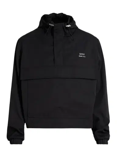 AMI Paris Men's Logo Hooded Windbreaker - Black | Thumbnail 6 AMI Paris Men's Logo Hooded Windbreaker - Black | Thumbnail 6