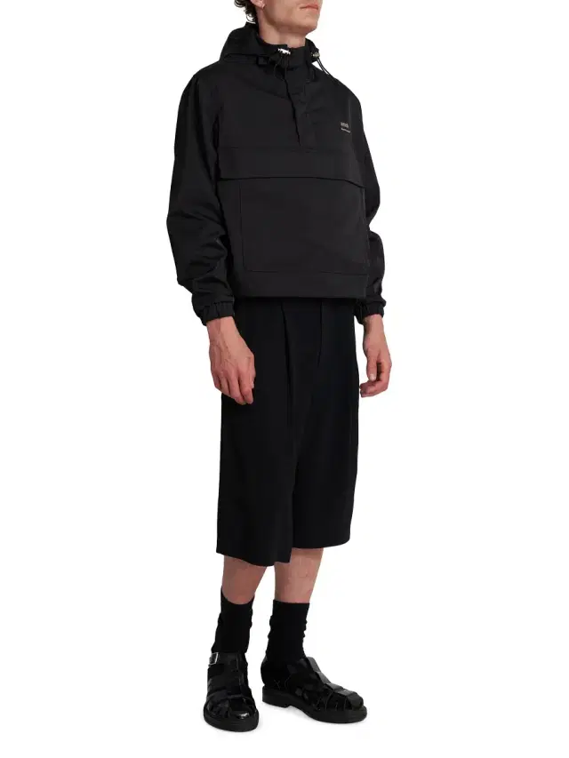 Men's Logo Hooded Windbreaker - Black