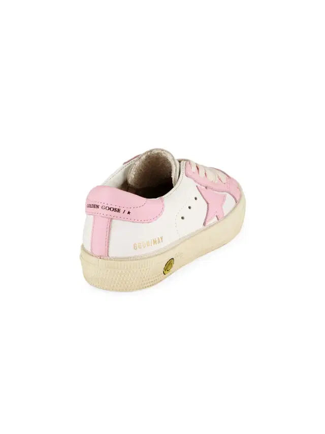 Golden Goose Girl's May Star Leather Low-Top Sneakers - White Pink 1.5 (Child)