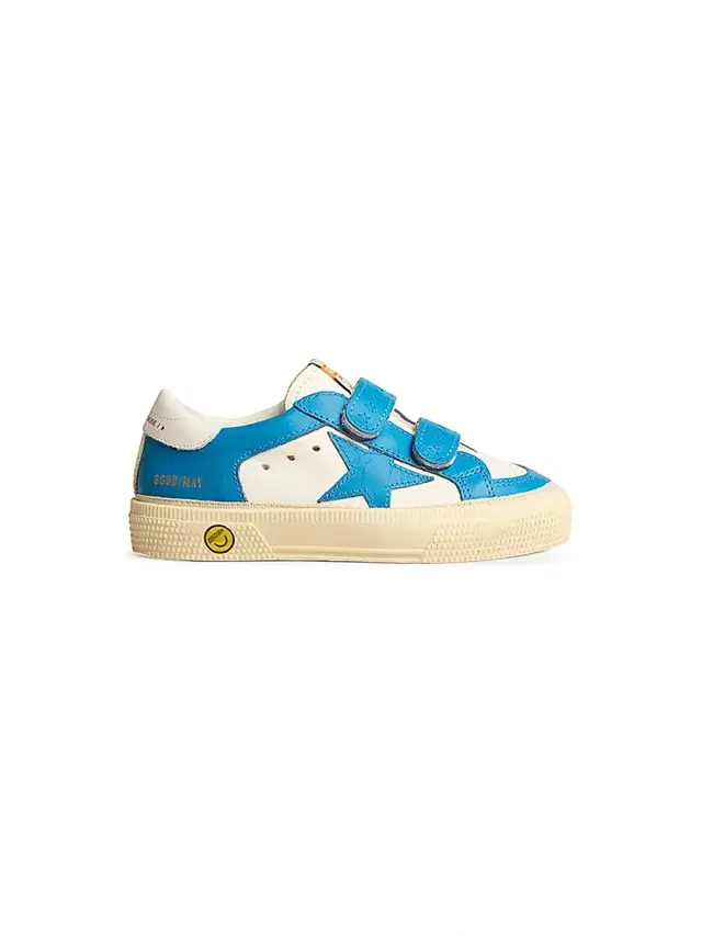 Boy's May School Leather Sneakers - White Blue 1.5 (Child)