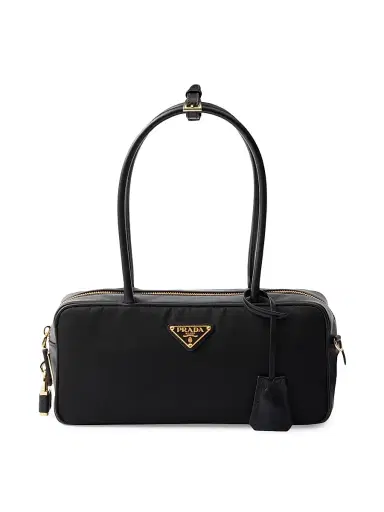Prada Women's Re-Nylon and Leather Top Handle Bag - Black | Thumbnail 1 Prada Women's Re-Nylon and Leather Top Handle Bag - Black | Thumbnail 1