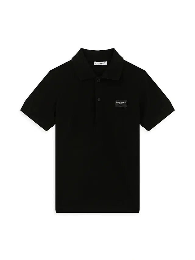 Dolce & Gabbana Litrle Boy's & Boy's Logo Patch Polo Shirt - Black