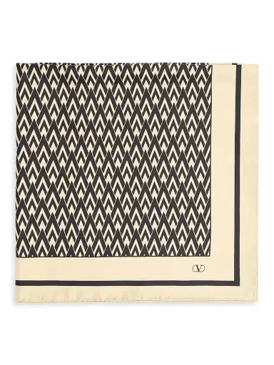 Valentino Garavani Women's Toute La V Silk Scarf - Cream Black | Thumbnail 2