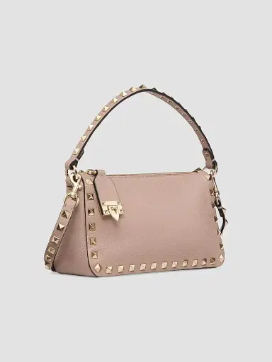 Valentino Garavani Women's Small Rockstud Grainy Calfskin Crossbody Bag - Poudre | Thumbnail 3