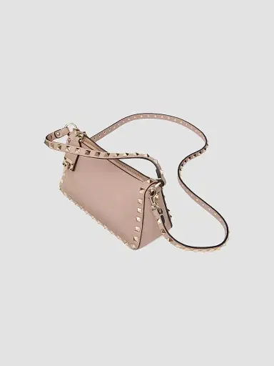Valentino Garavani Women's Small Rockstud Grainy Calfskin Crossbody Bag - Poudre | Thumbnail 6