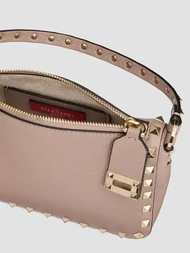 Valentino Garavani Women's Small Rockstud Grainy Calfskin Crossbody Bag - Poudre | Thumbnail 7