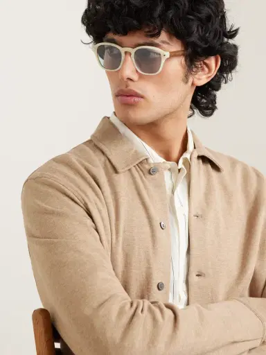 Brunello Cucinelli Round-Frame Two-Tone Acetate Sunglasses - Men | Thumbnail 2