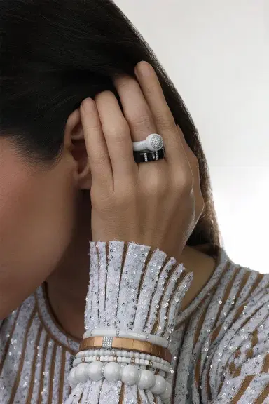 ROBERTO DEMEGLIO Diamond Section White Ceramic Dama Ring | Thumbnail 2 ROBERTO DEMEGLIO Diamond Section White Ceramic Dama Ring | Thumbnail 2