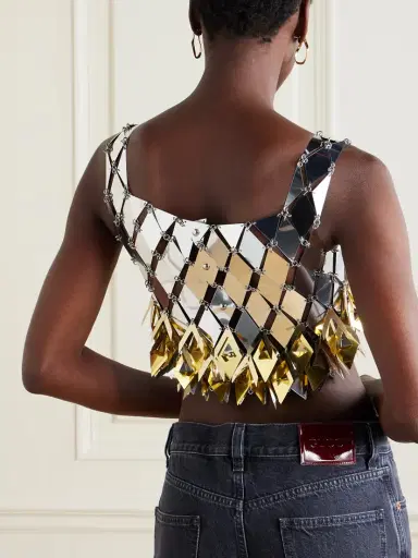 Rabanne Cropped Fringed Chainmail Top | Thumbnail 3