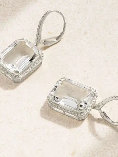 SHAY Portrait 18-karat White Gold, Topaz And Diamond Earrings | Thumbnail 3 SHAY Portrait 18-karat White Gold, Topaz And Diamond Earrings | Thumbnail 3