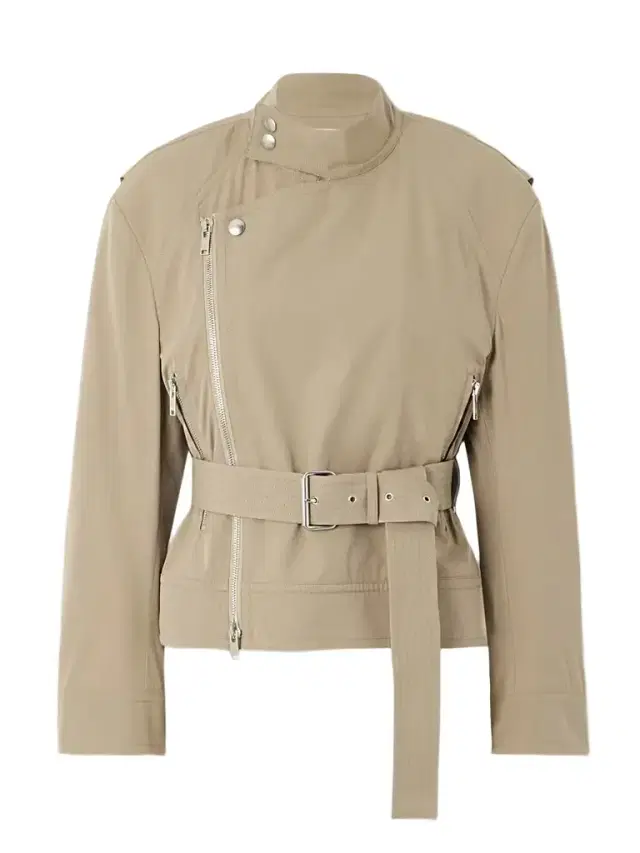 Belted Asymmetric Cotton-blend Jacket